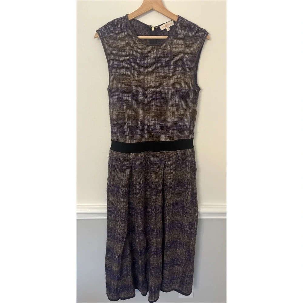 Tory Burch Nadia Knit Midi Dress‎ Size Medium Purple Black